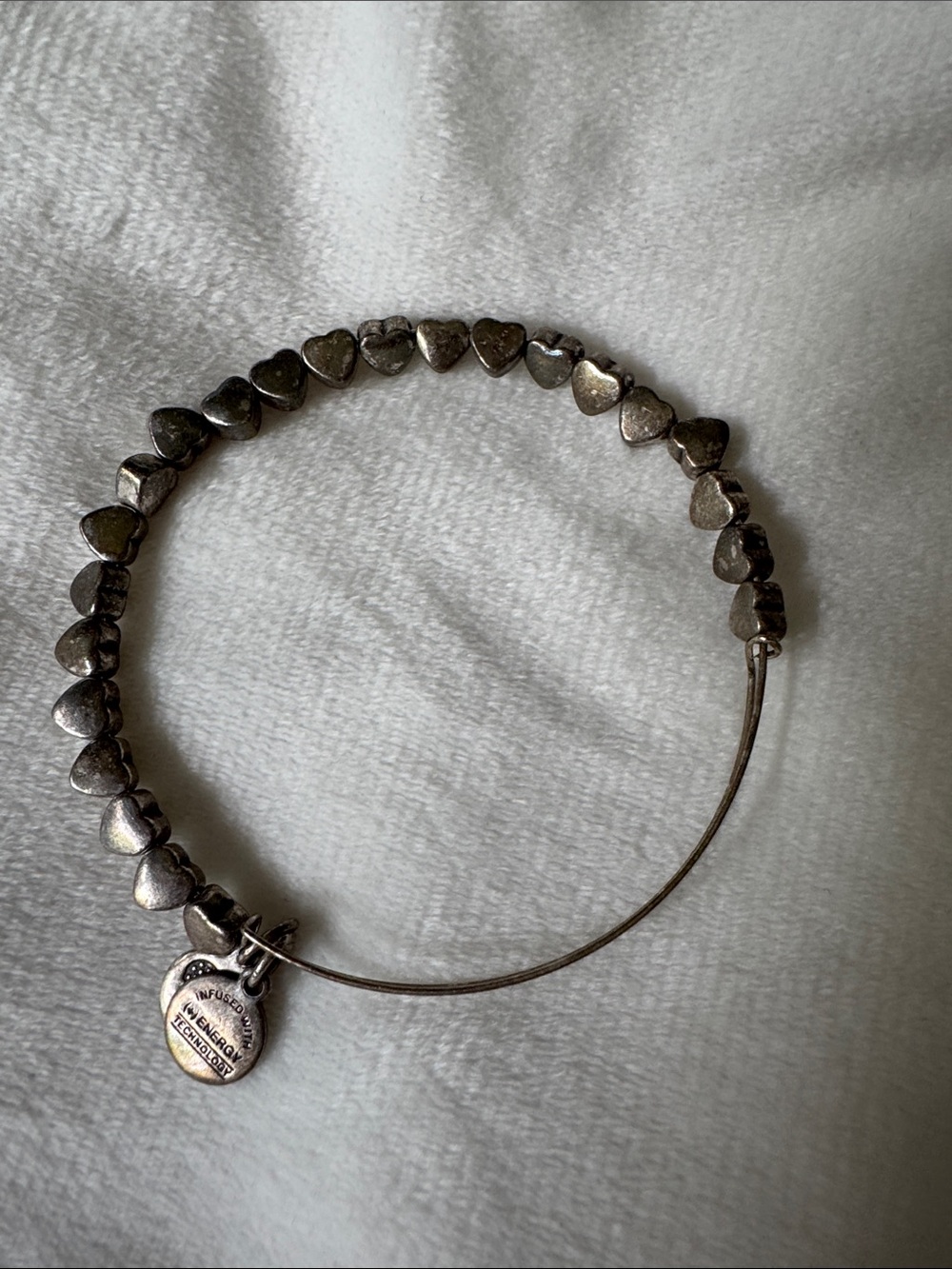 Alex and Ani Silver Heart Bead Bangle Bracelet